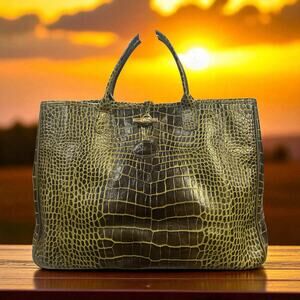 Longchamp Roseau Croc Leather Tote Bag